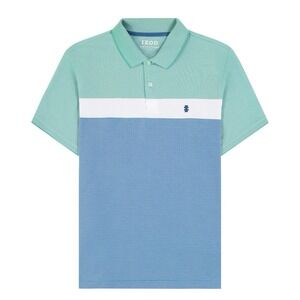 Izod Mens Advantage Performance Short Sleeve Stripe Polo Shirt Size L - Beryl